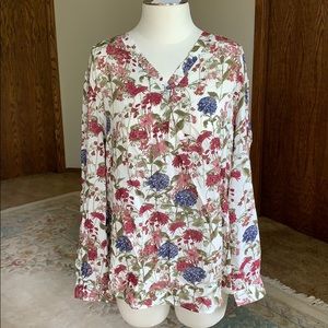 Brina & Em Long Sleeve Flowered Blouse